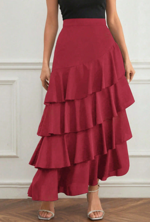 Women's Asymmetric Midi Skirt - High Waist Street Style