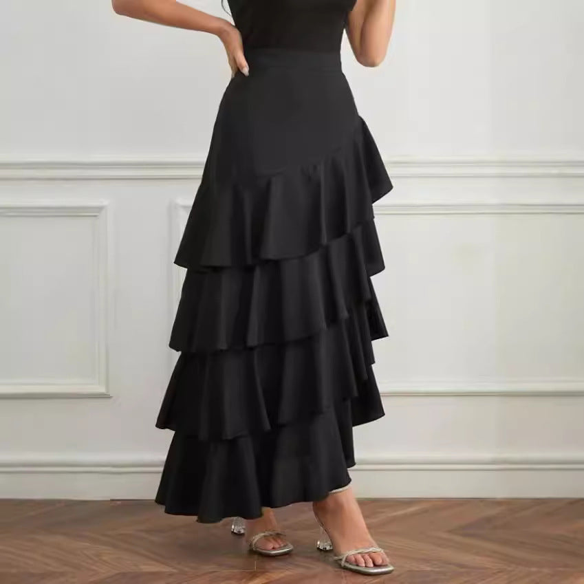 Women's Asymmetric Midi Skirt - High Waist Street Style