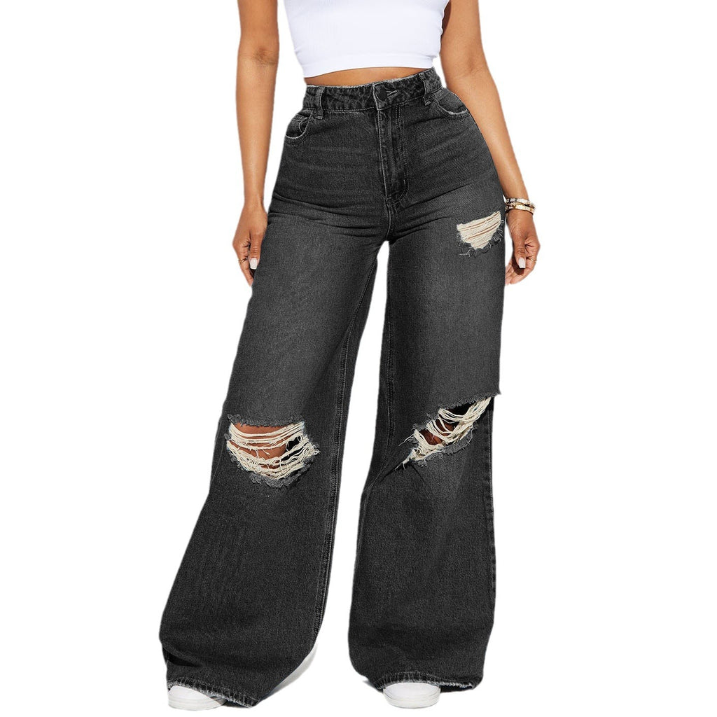 Nova High-Waist Ripped Wide-Leg Jeans