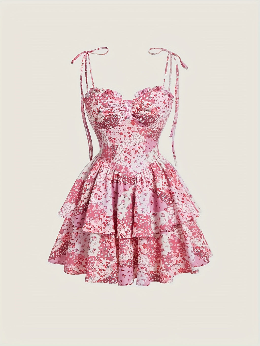 Women's Floral Tiered Dress - Retro Summer Mini Style
