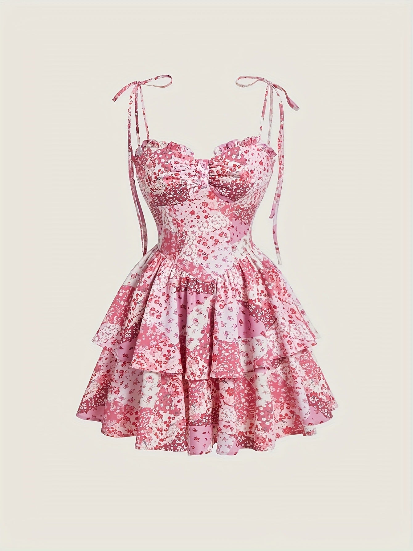 Women's Floral Tiered Dress - Retro Summer Mini Style