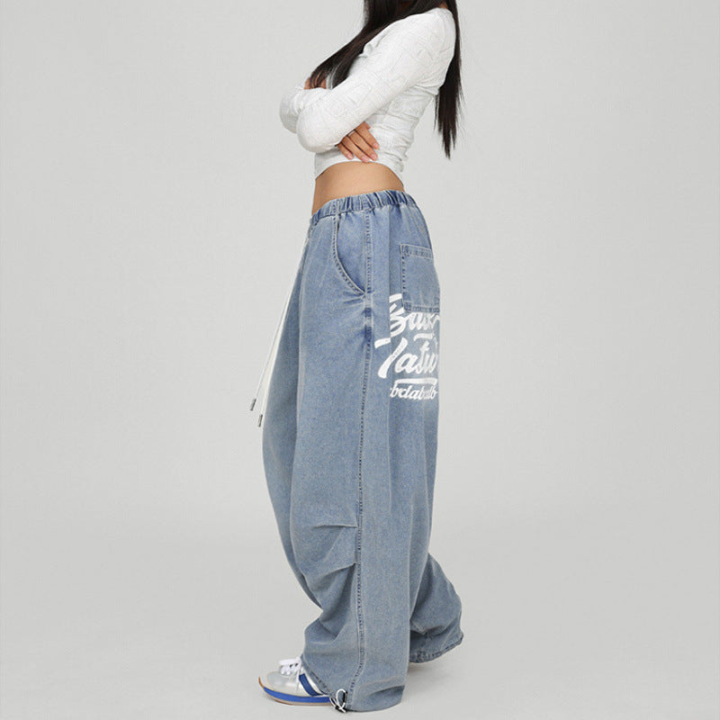 Retro High Waist Baggy Wide Leg Jeans for Women