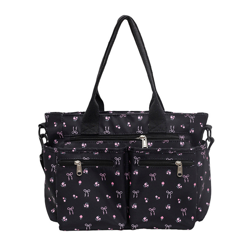 Stylish Retro Printed Nylon Tote Bag - Large Capacity