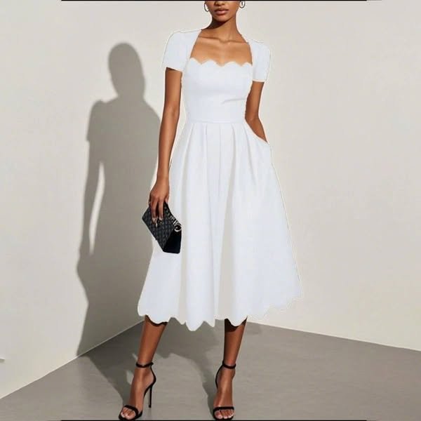 Women's Square Neck Dress - Printed Princess Party Style