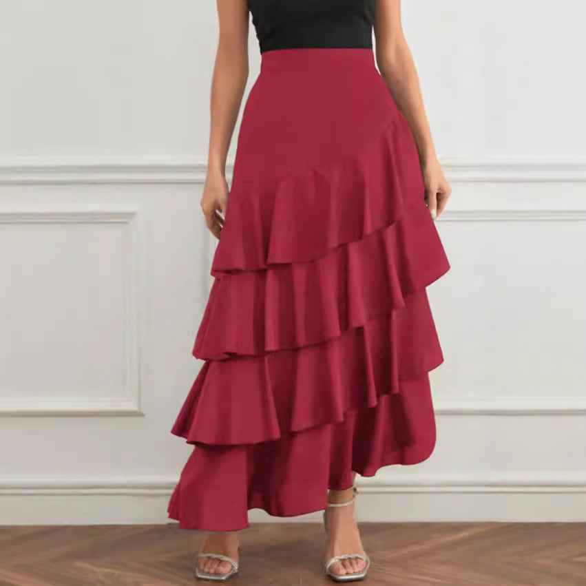 Women's Asymmetric Midi Skirt - High Waist Street Style