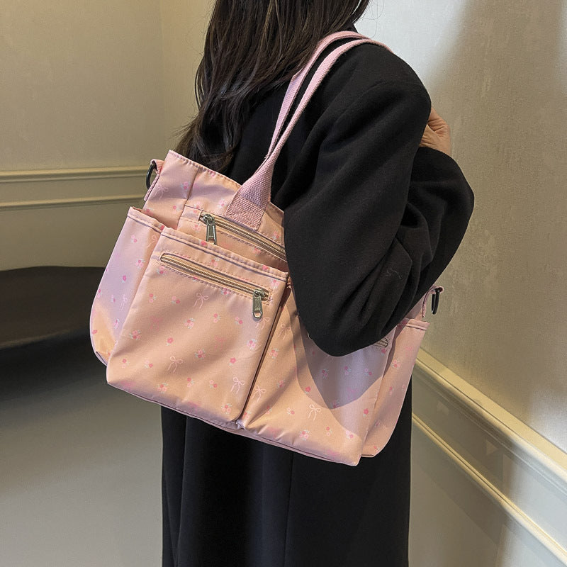 Stylish Retro Printed Nylon Tote Bag - Large Capacity