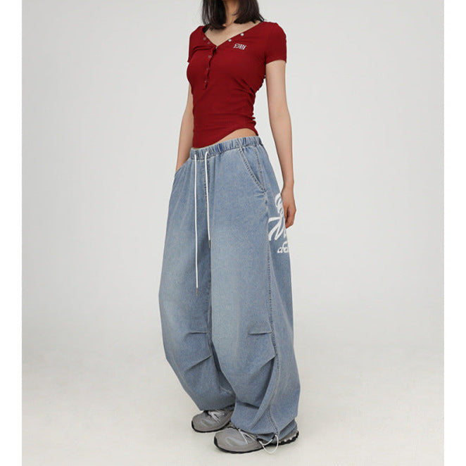 Retro High Waist Baggy Wide Leg Jeans for Women