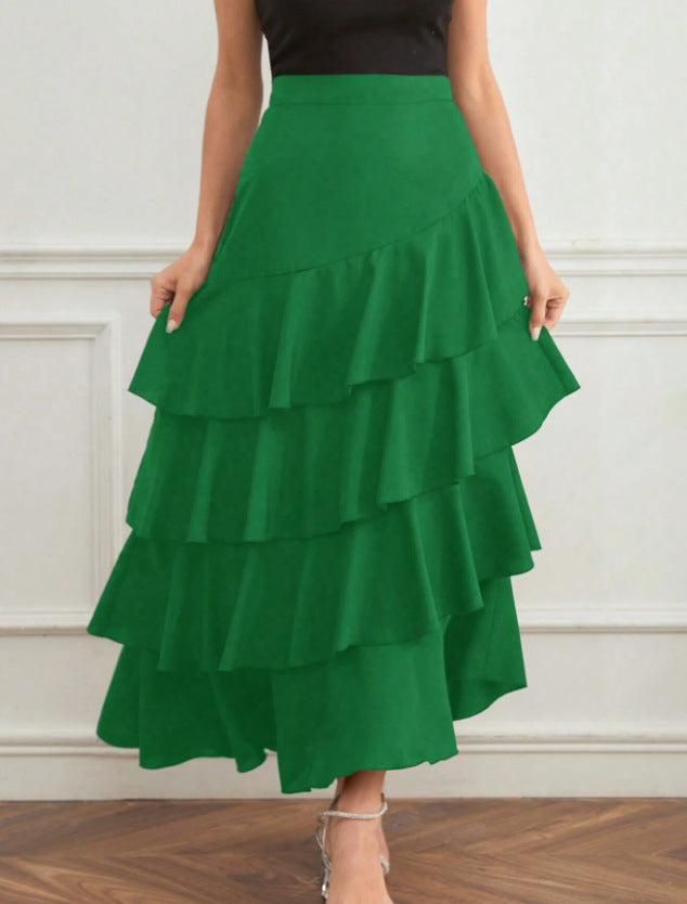 Women's Asymmetric Midi Skirt - High Waist Street Style