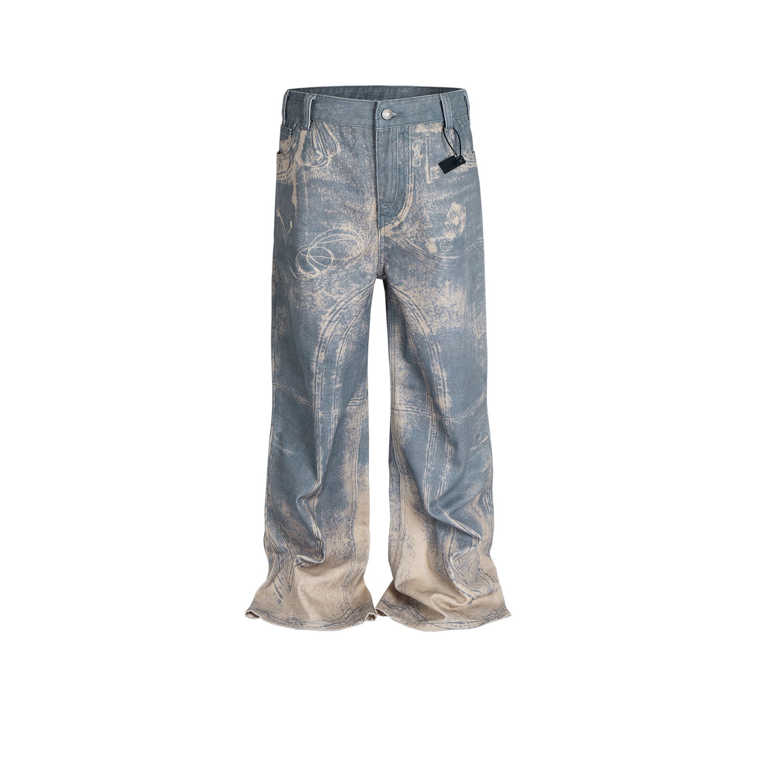 Washed Distressed Wide Leg Jeans