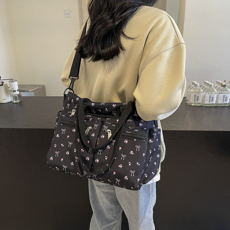 Stylish Retro Printed Nylon Tote Bag - Large Capacity