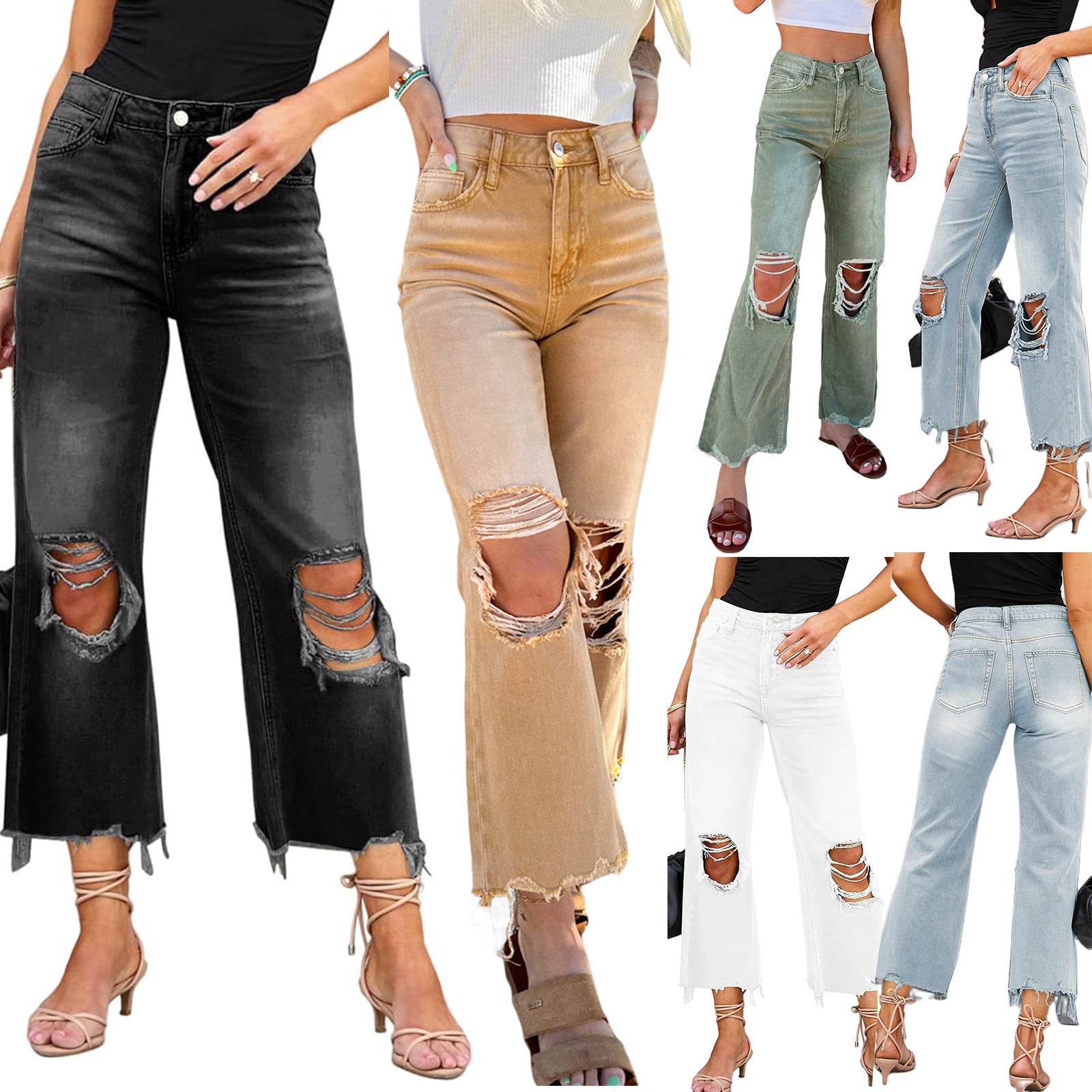 Rebel High-Waist Ripped Crop Jeans