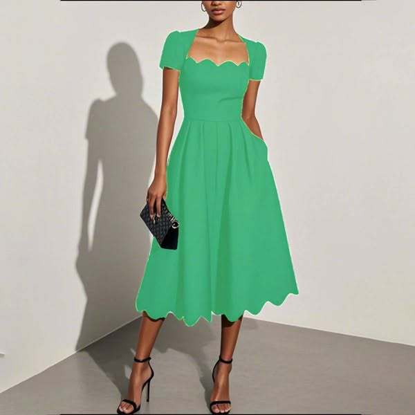 Women's Square Neck Dress - Printed Princess Party Style