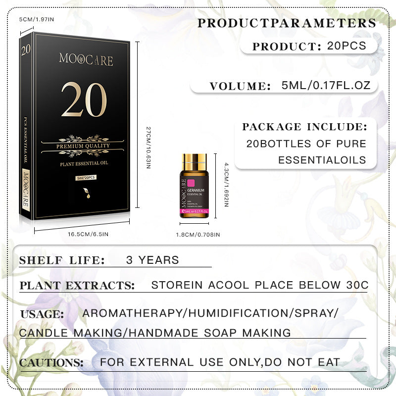Therapeutic Grade Essential Oil Set - 20 Pure Aromas