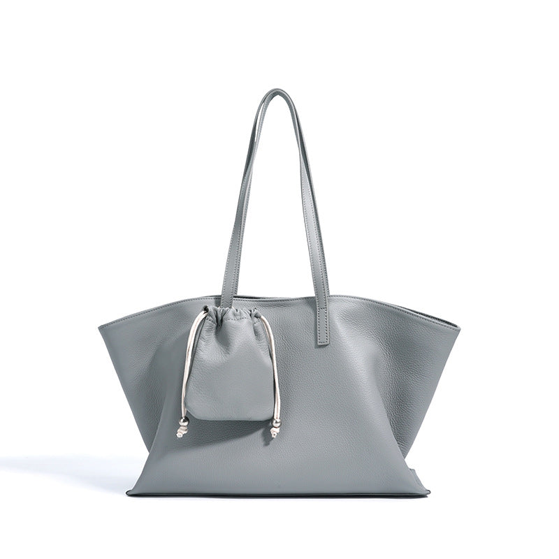 Versatile Genuine Leather Large Capacity Shoulder Tote Bag for Everyday Style