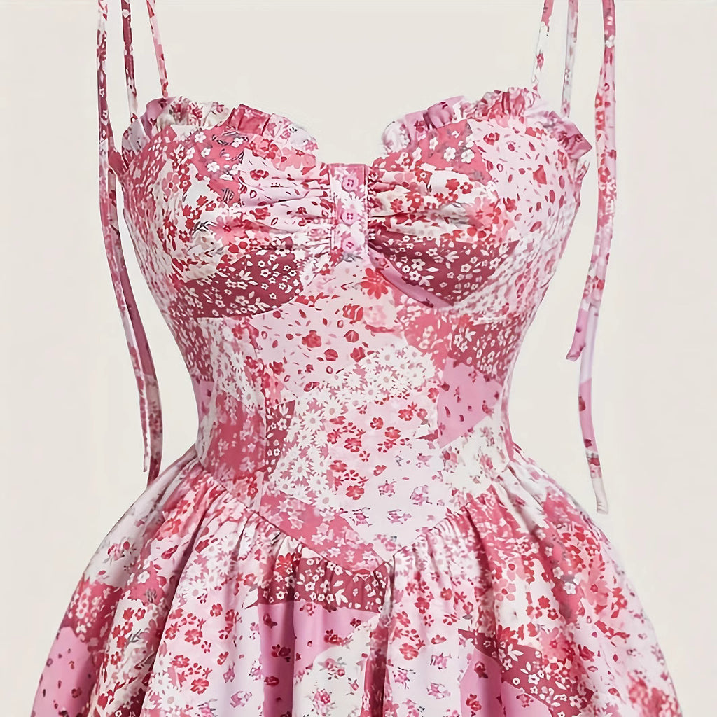 Women's Floral Tiered Dress - Retro Summer Mini Style