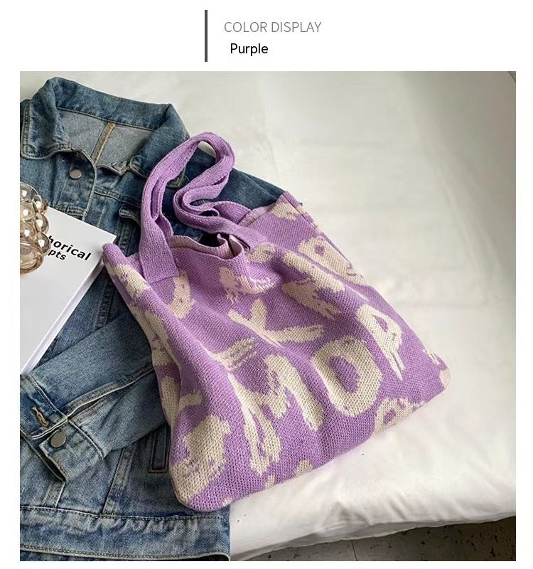 Chic Woven Knit Tote Bag - Spacious & Stylish