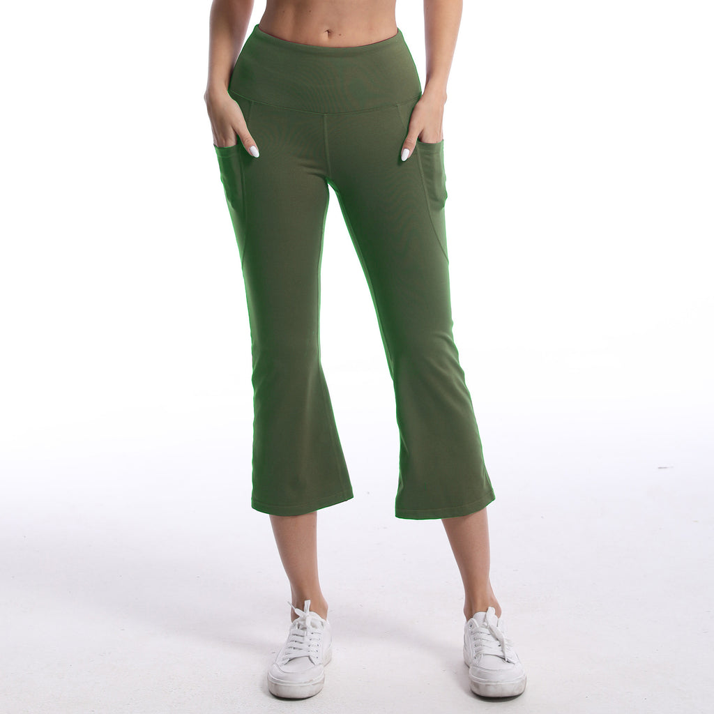 Excellent Nude Feel Cropped Yoga Leggings with Pockets & Hip Lift