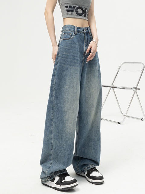 Women's High Waist Loose Wide Leg Denim Jeans