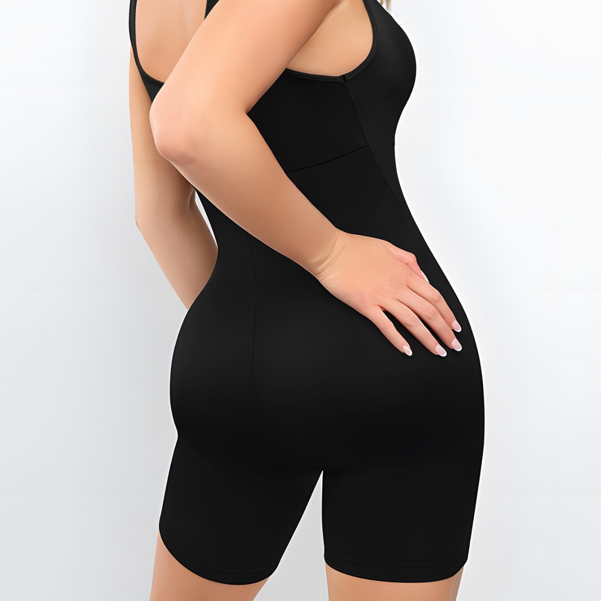 Sleek and Supportive Activewear Fitness Jumpsuit with Square Neck