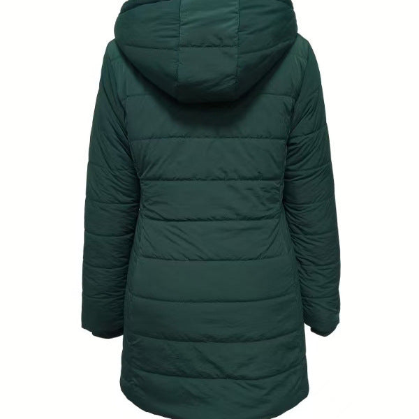 Stylish Quilted Long Puffer Coat with Faux Fur Lined Hood for Winter Warmth