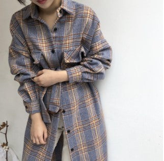 Women's Elegant Plaid Longline Trench Coat - Chic & Versatile Outerwear