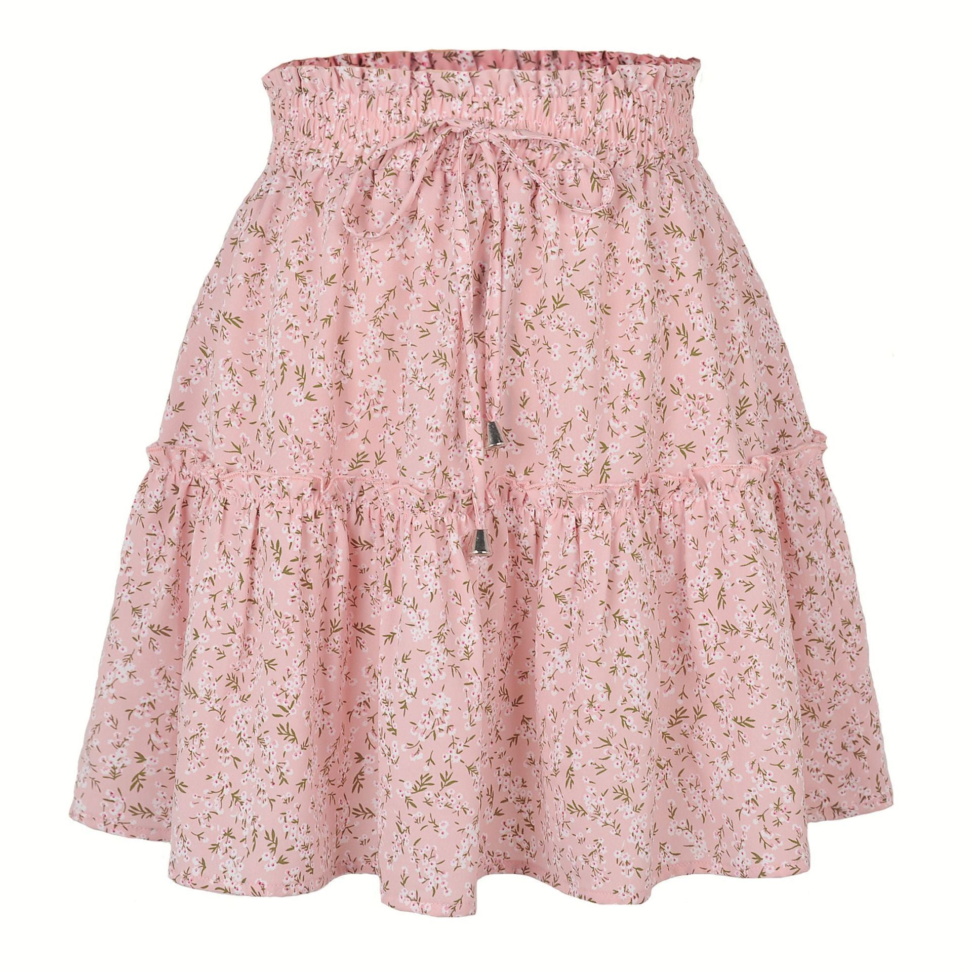 High Waist Floral Print Ruffle Hem A-Line Mini Skirt for Summer