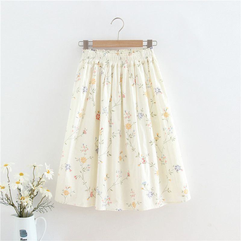 Chic Flowy Floral Print Pleated Elastic Waist Mini Skirt