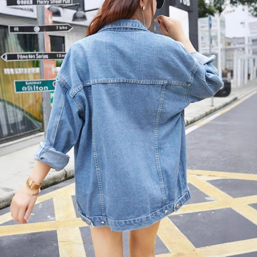 Effortless Oversized Denim Jacket Long Sleeve for Casual Everyday Style