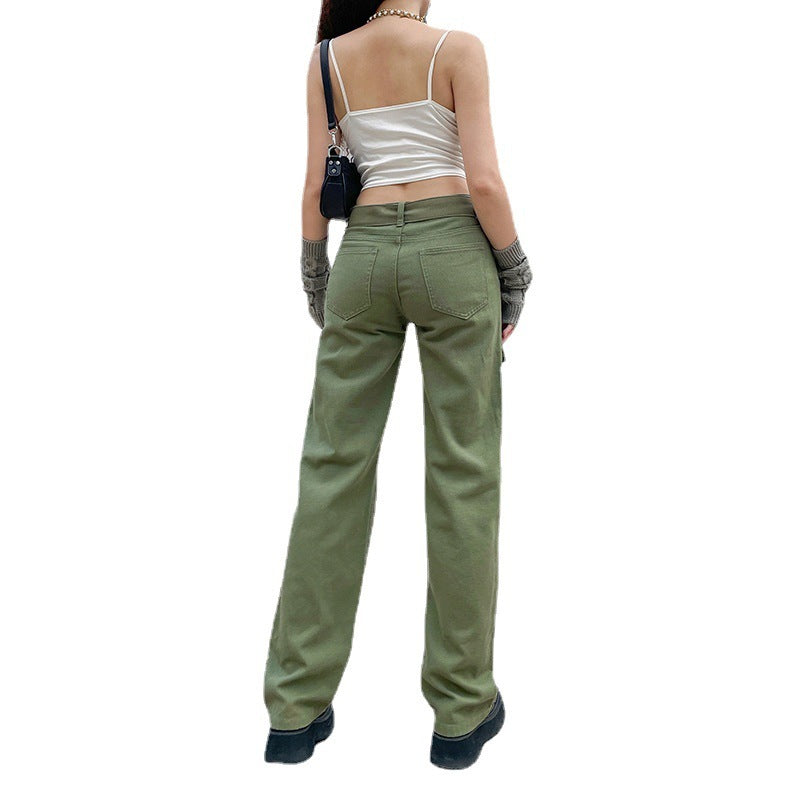 Vintage Low Waist Embroidered Cargo Pants - Y2K Style