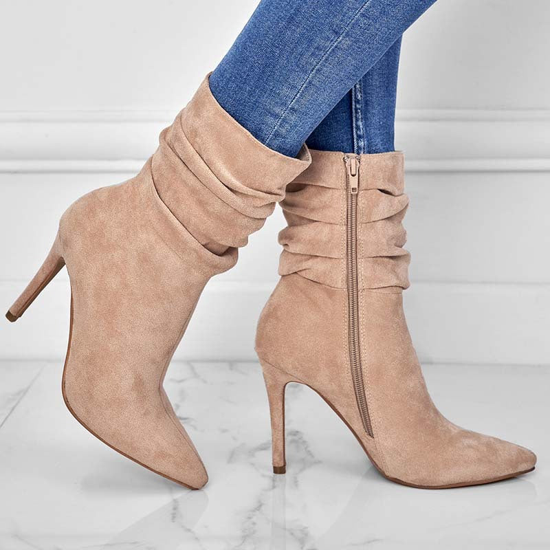 Sloane Ruched Suede Stiletto Boot