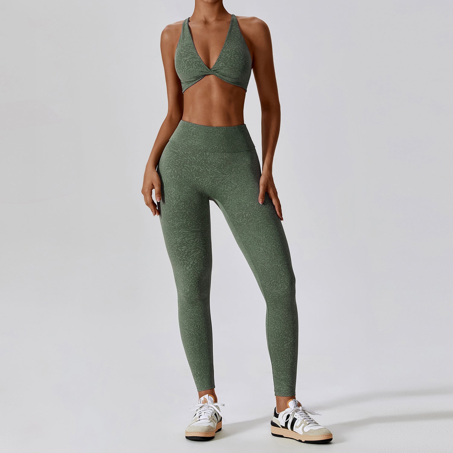 Nude Feel Floral Print Quick Dry Yoga and Workout Activewear Set