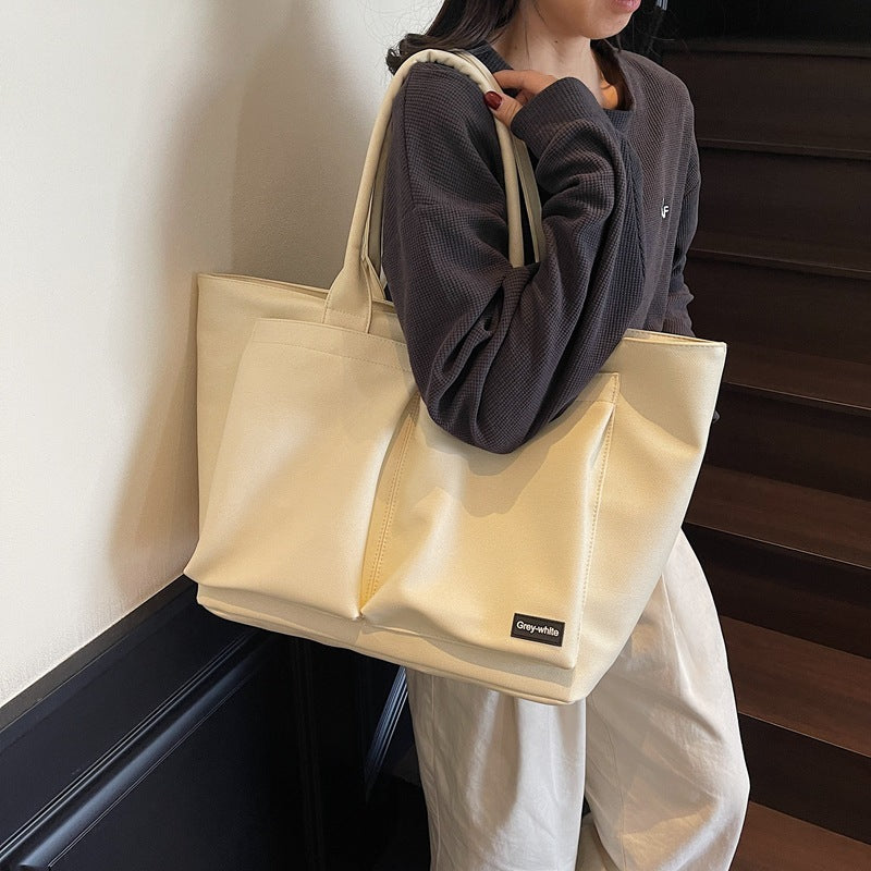 Spacious Lightweight PU Tote Bag - Everyday Shoulder Bag for Women
