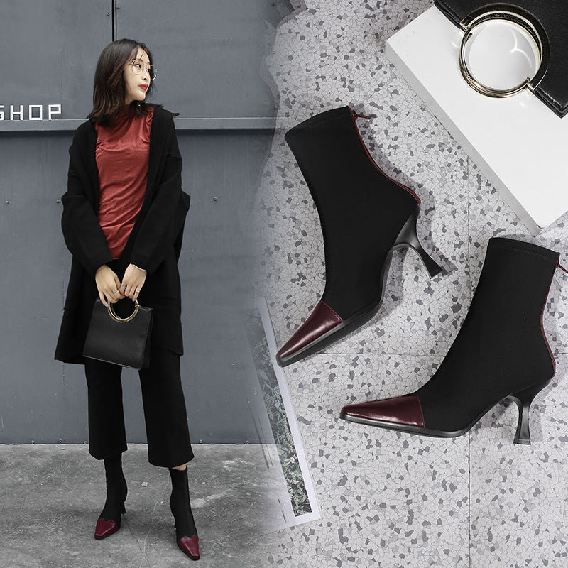 Elegant Stiletto Sock Ankle Boots