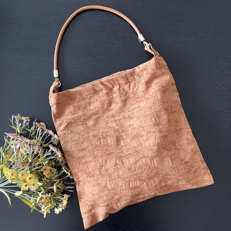 Jacquard Shoulder Bag - Cotton & Leather