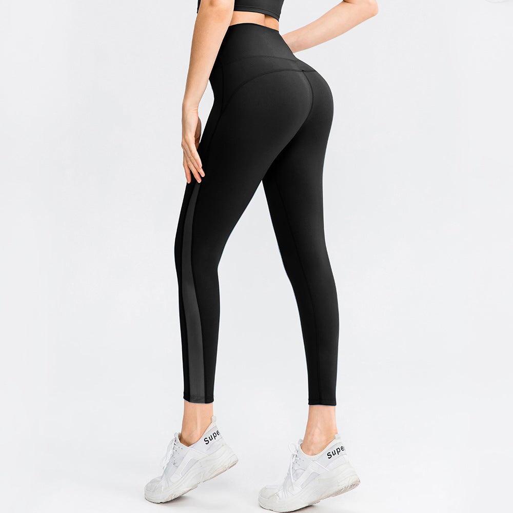 Smooth Comfort Athletic Leggings with Mesh Panel and Nude Feel