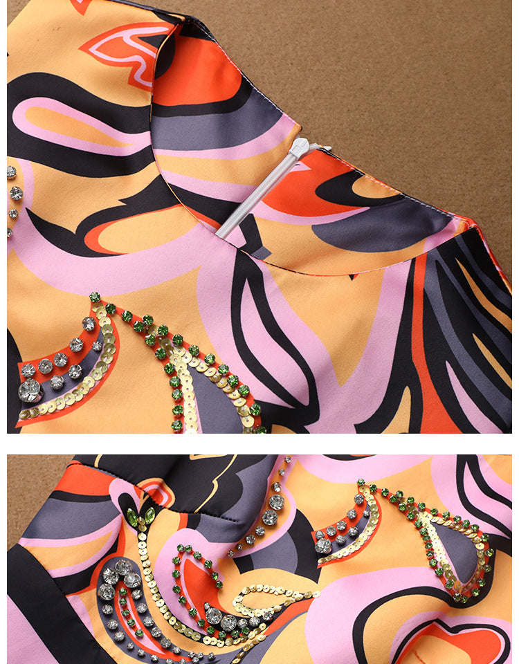 French-style Beautiful Print Slim Waist Dress