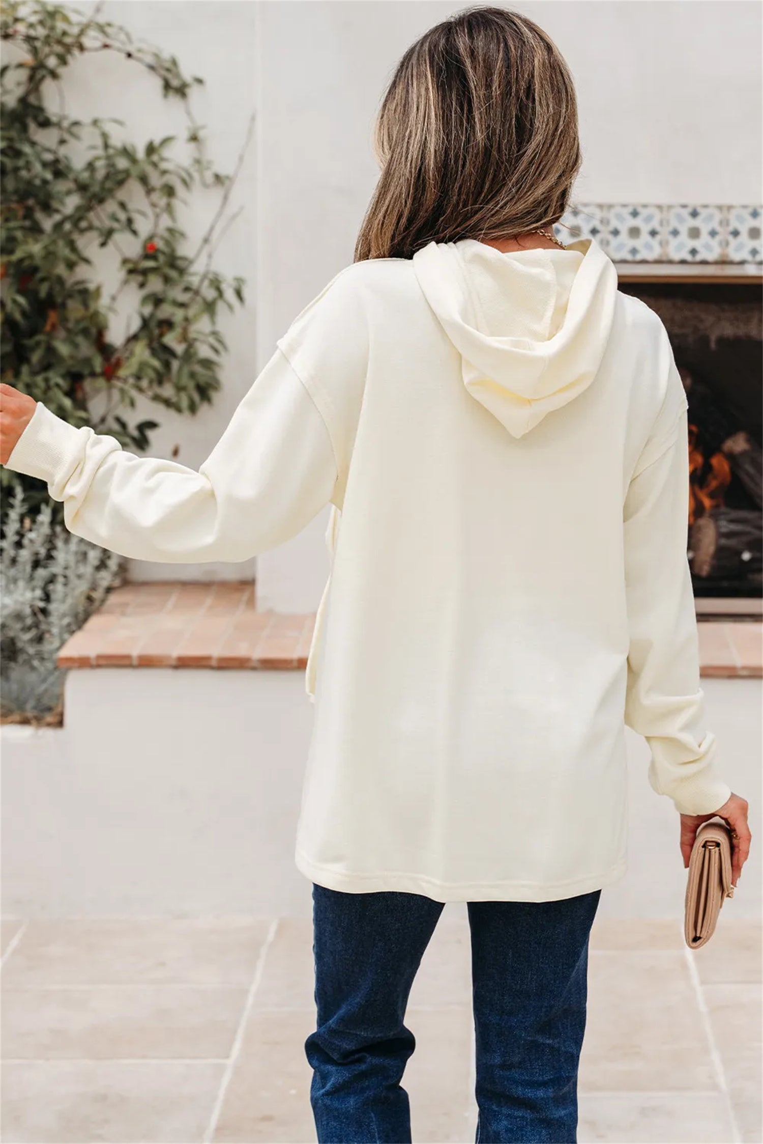 Cute Bow Detail Loose Fit Everyday Hoodie Comfortable Chic