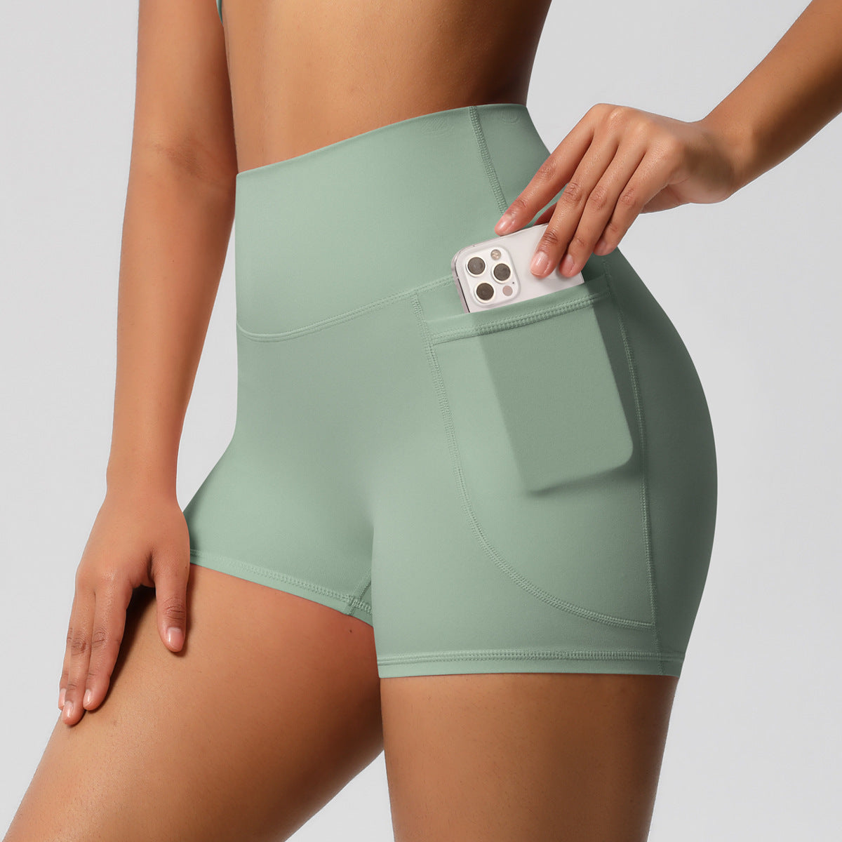 Comfortable High Waisted Athletic Shorts with Handy Side Pockets for Workouts