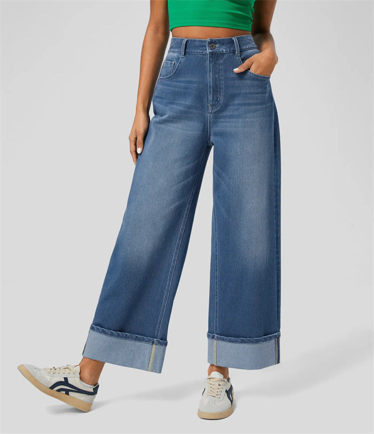High-Waisted Wide Leg Denim Jeans