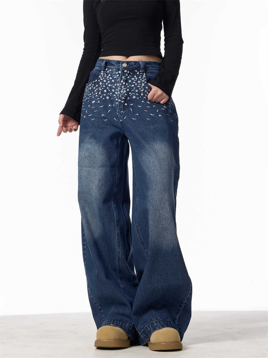 Women's Vintage Embroidered Wide-Leg Jeans