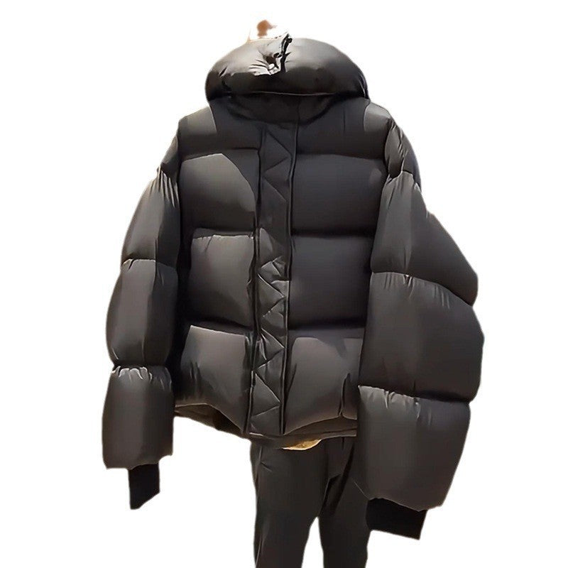 Chic Everyday Hooded Puffer Jacket Warm Loose Fit Outerwear
