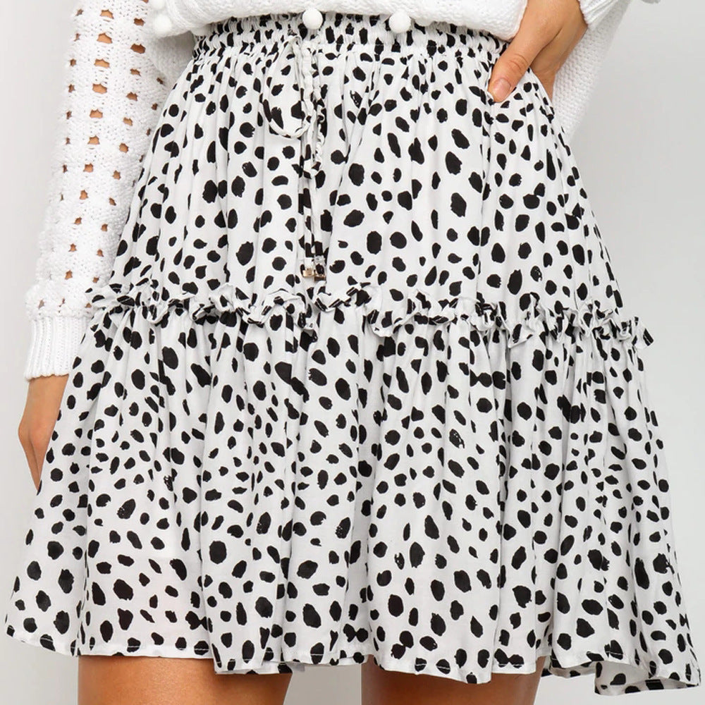 High Waist Floral Print Ruffle Hem A-Line Mini Skirt for Summer