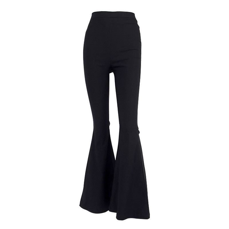 Chic High Waisted Stretch Flared Leg Trousers for Effortless Style