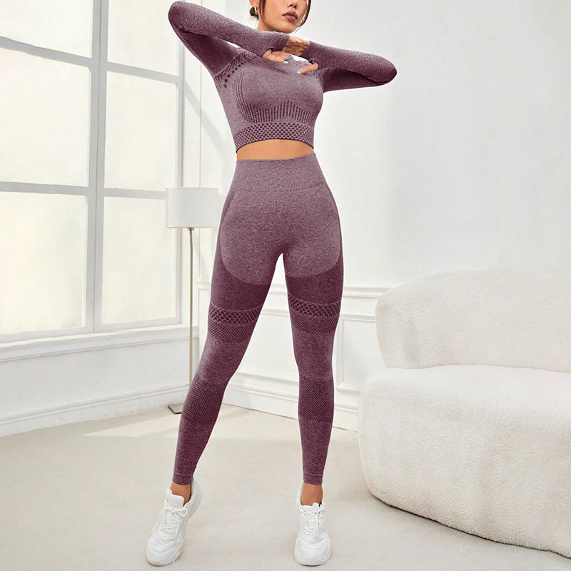 Seamless Super Stretch Long Sleeve Crop Top and Leggings Activewear Set