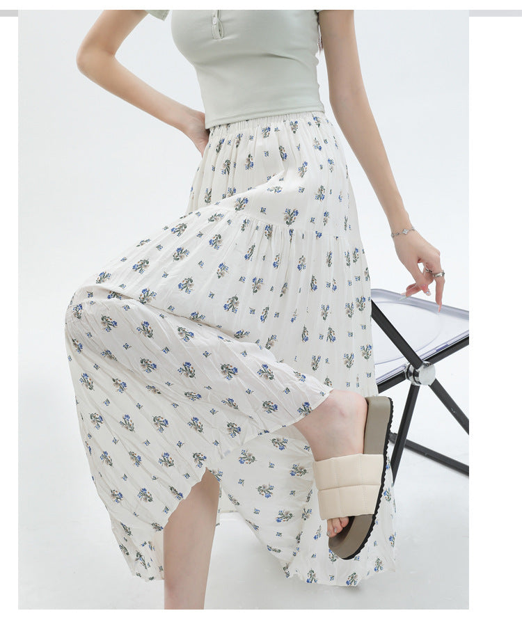 Bohemian Floral Chiffon Maxi Skirt - High Waist A-Line Tiered