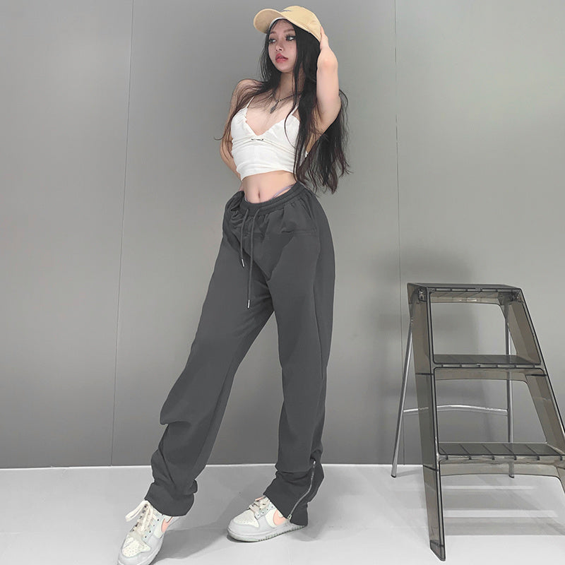 Women's High Waist Baggy Casual Trousers - Streetwear Style