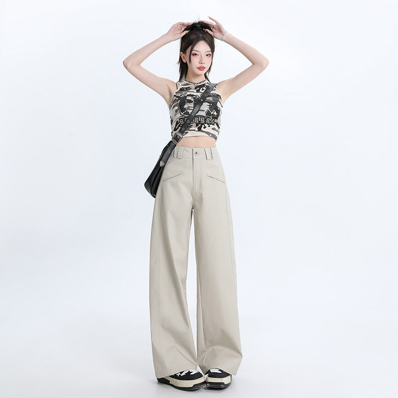 Comfortable Fashion Personality High Waist Wide Leg Casual Pants for Women