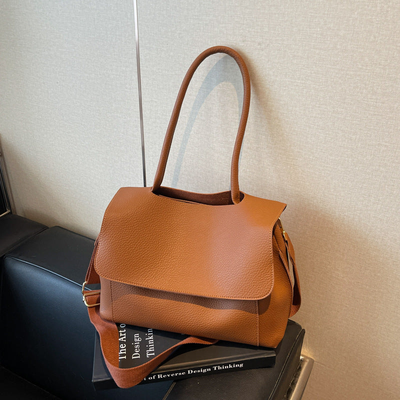 Vintage Casual PU Tote Bag - Stylish All-Match Shoulder Handbag