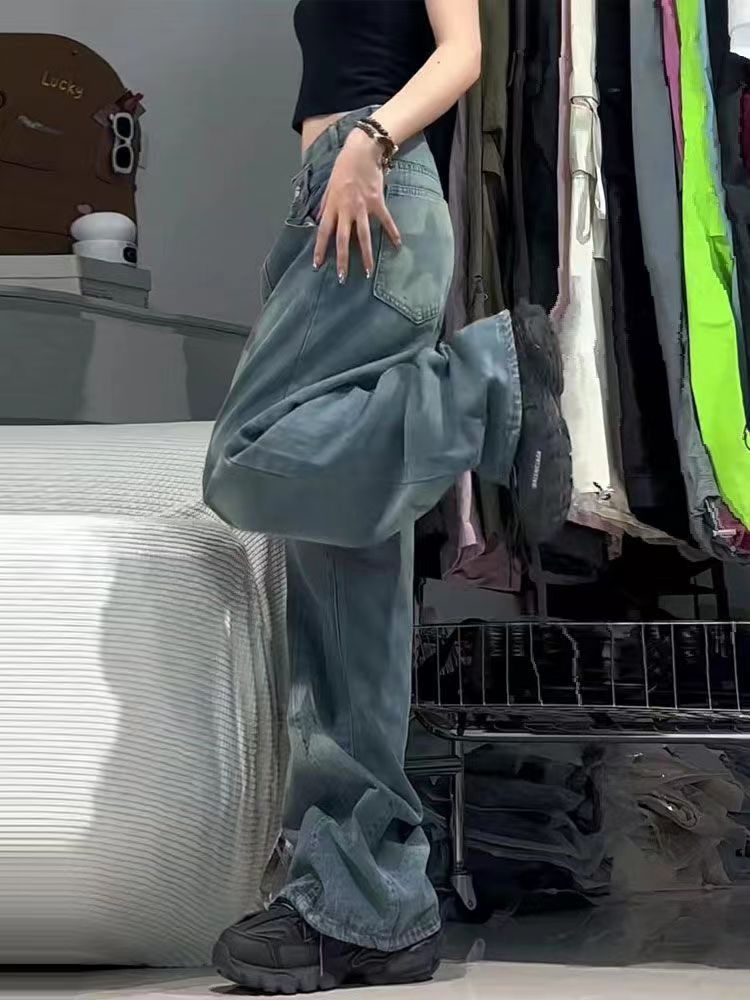 Trendy Star Print Baggy Wide-Leg Jeans