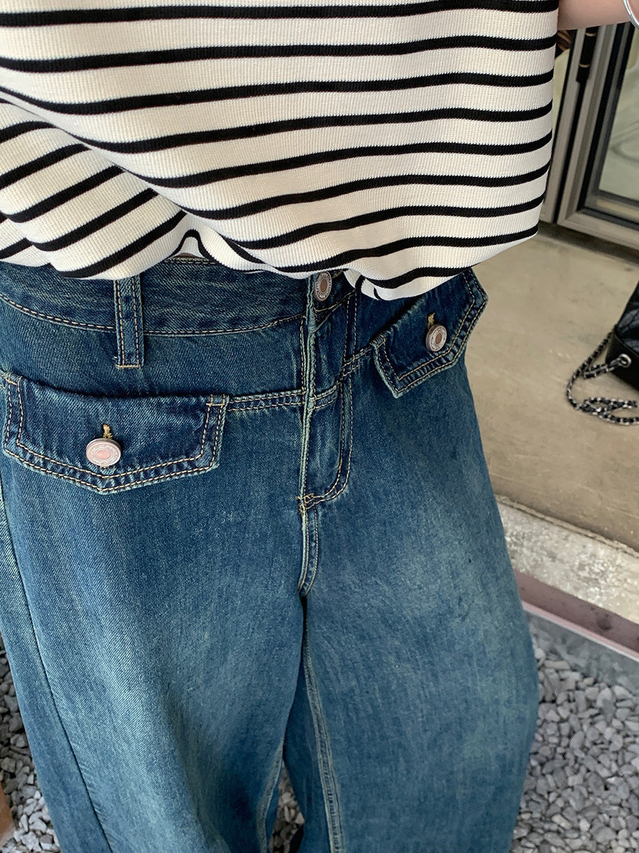 Women's Retro High Waist Wide Leg Jeans